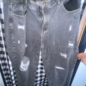 Distressed Gray Woman’s Jeans
